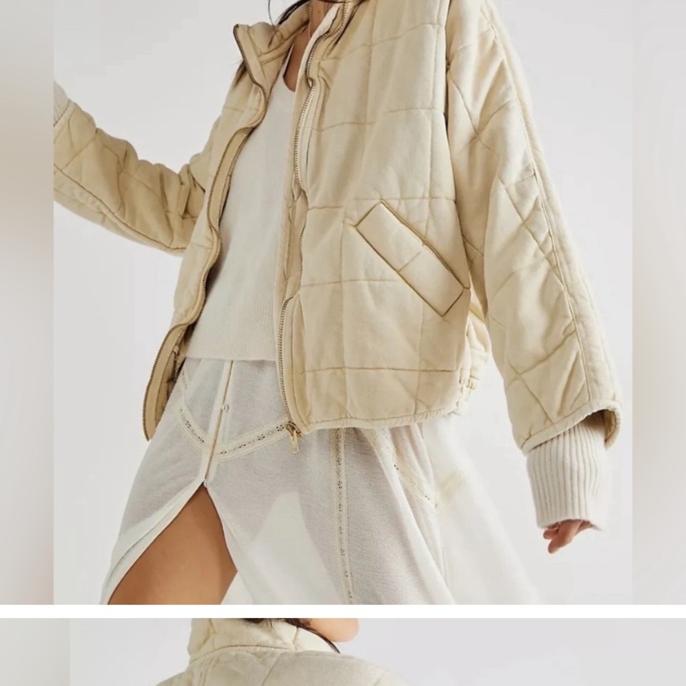 Free People Dolman Knit Quilted Vanilla Cream Jacket